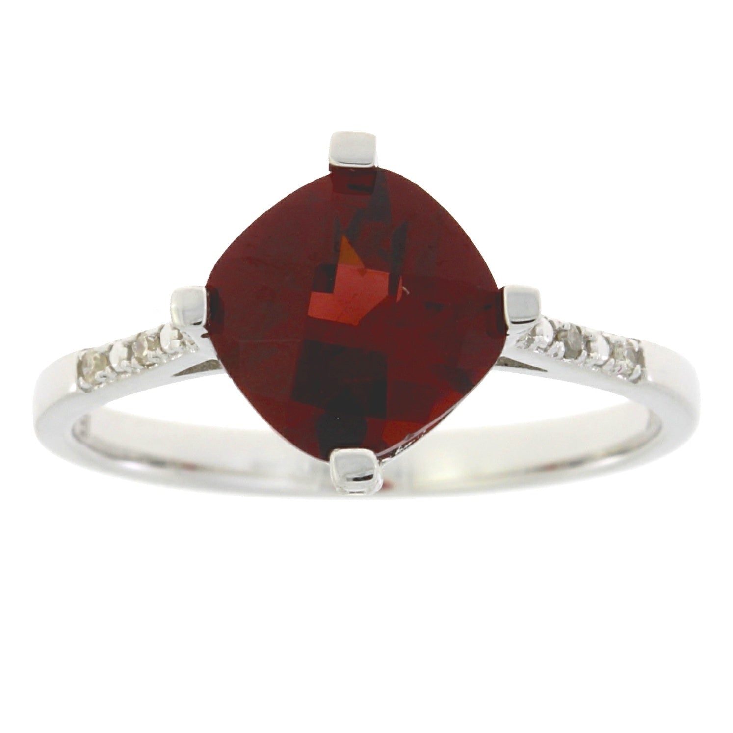 Natural 1.25ct Garnet Diamond Ring 10KT White Gold Bids.com