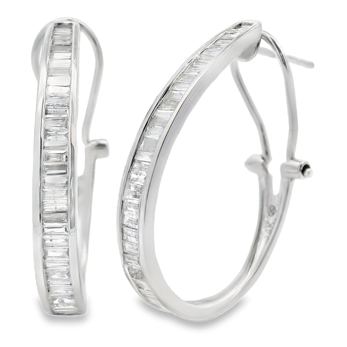 Genuine 1.00ct Diamond Hoop Earrings 14KT White Gold Bids.com