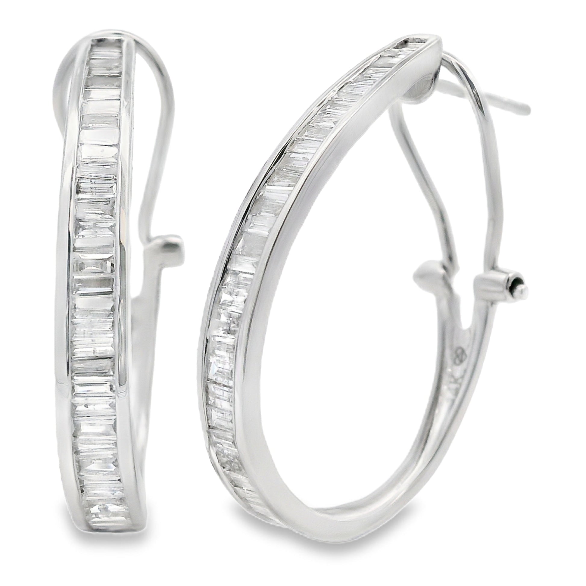 Genuine 1.00ct Diamond Hoop Earrings 14KT White Gold Bids.com