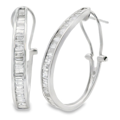 Genuine 1.00ct Diamond Hoop Earrings 14KT White Gold Bids.com