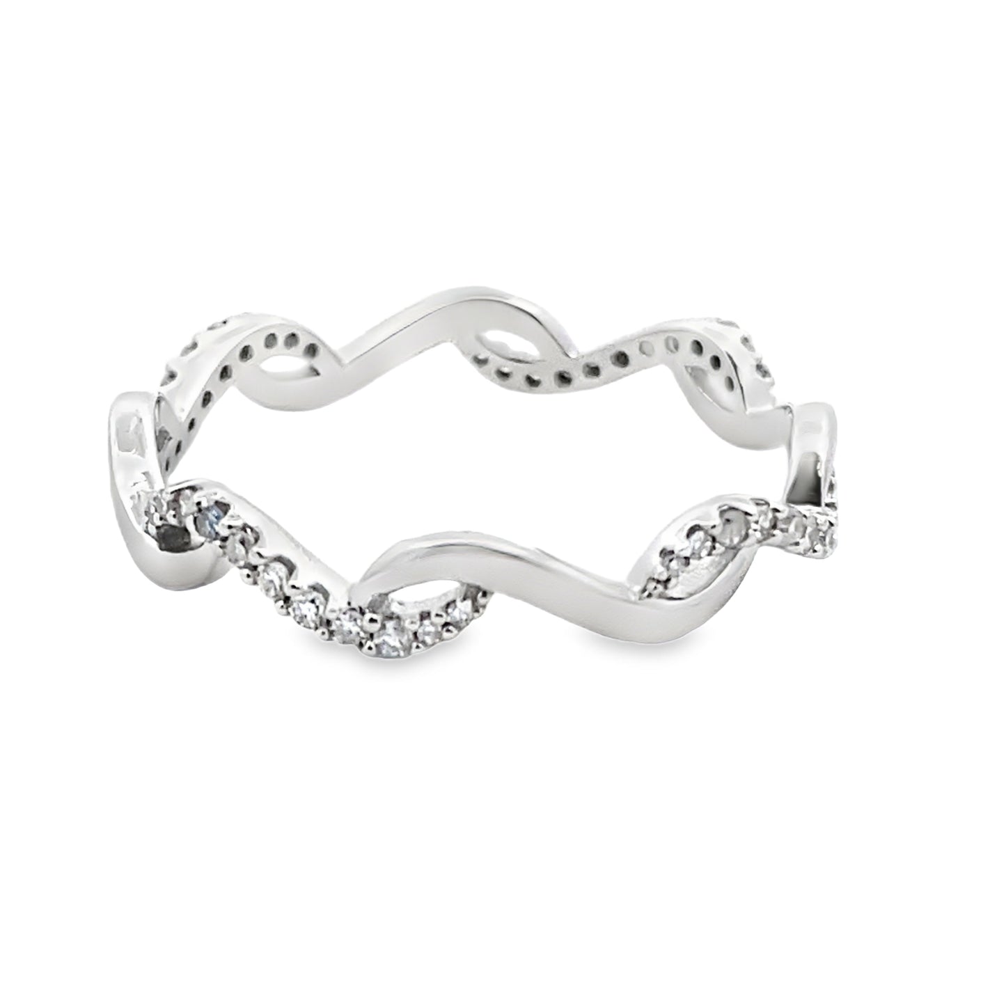 Genuine .17ct Diamond Wedding Band Ring 14KT White Gold Bids.com