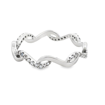 Genuine .17ct Diamond Wedding Band Ring 14KT White Gold Bids.com