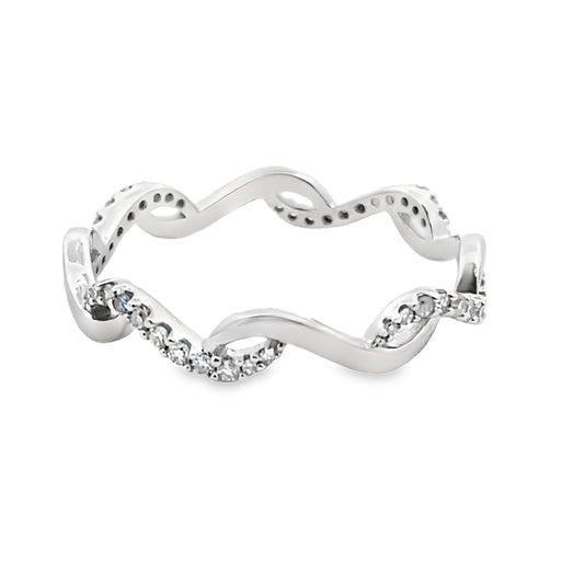 Genuine .17ct Diamond Wedding Band Ring 14KT White Gold Bids.com