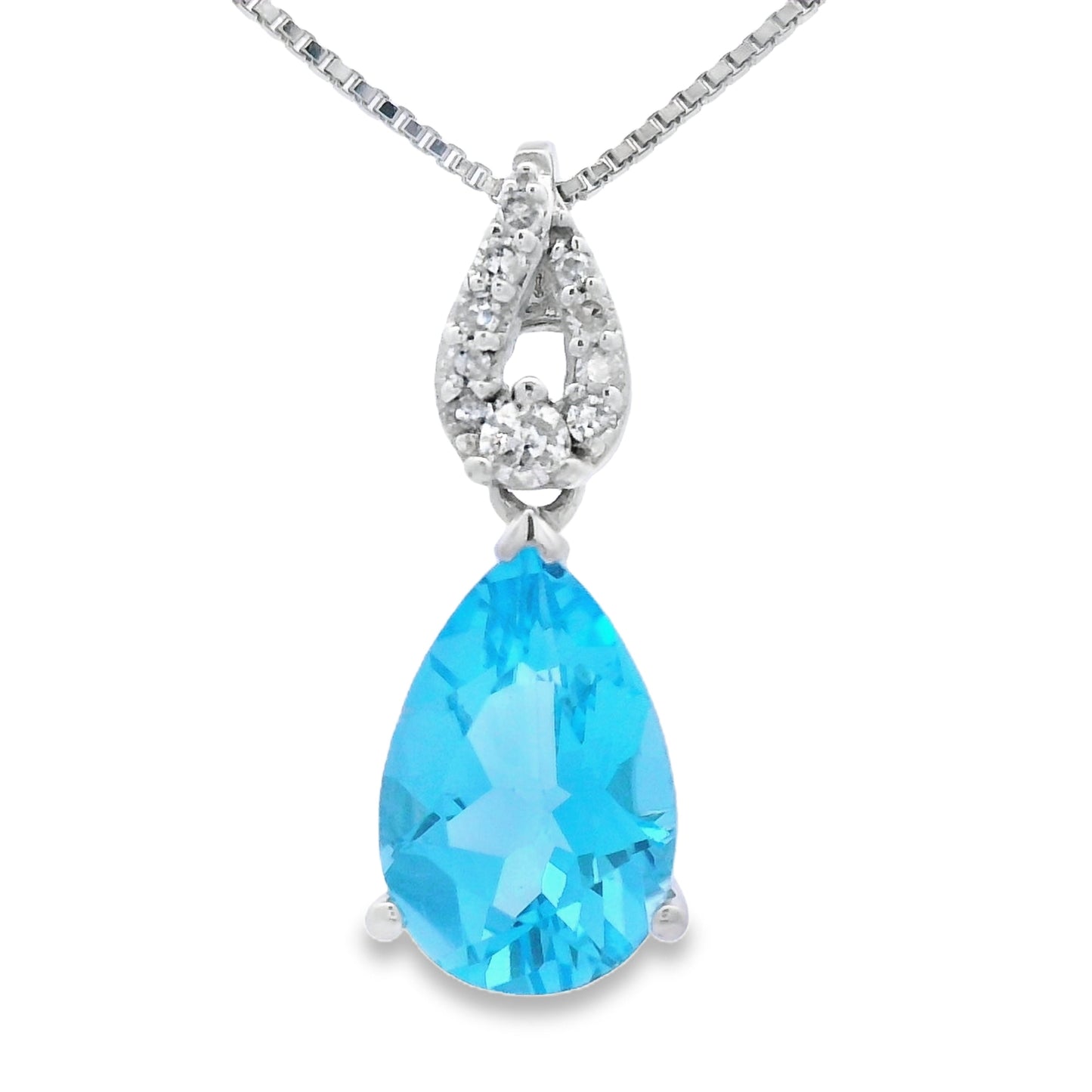 Blue Topaz Diamond Fashion Pendants 10KT White Gold Bids.com