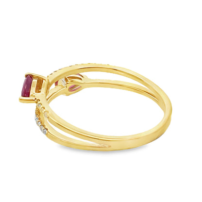 Natural .62ct Ruby Diamond Ring 14KT Yellow Gold Bids.com