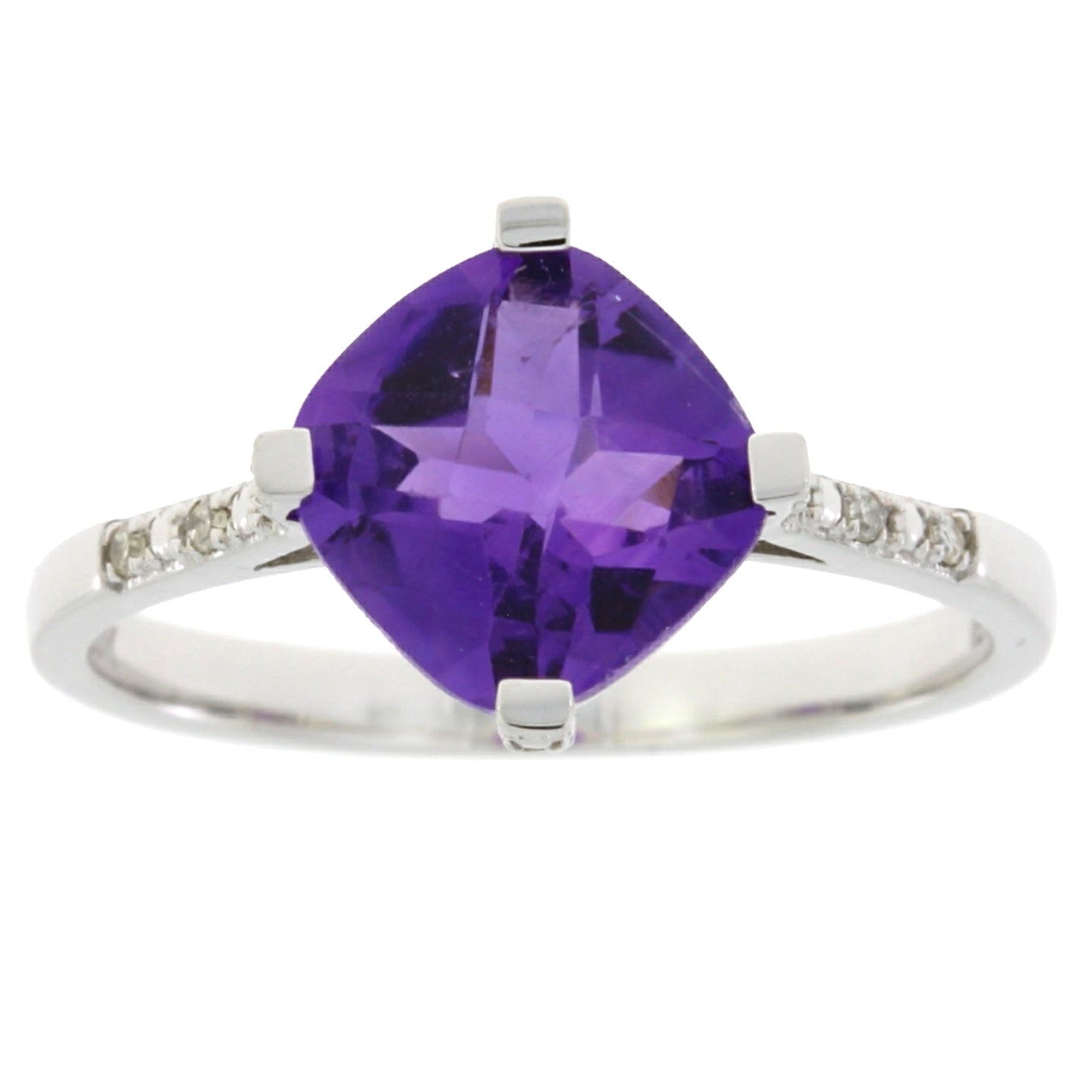 Genuine 1.25ct Amethyst Diamond Ring 10KT White Gold Bids.com