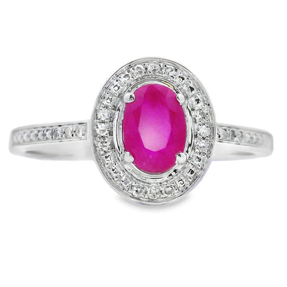 Genuine .67ct Ruby Diamond Ring 10KT White Gold Bids.com