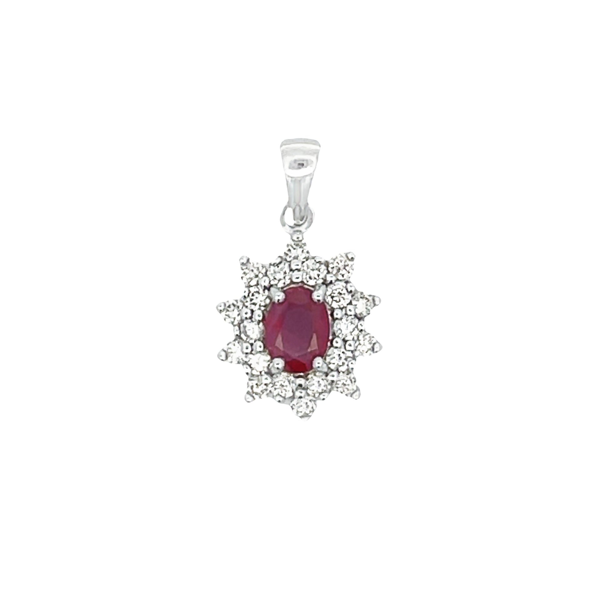 1.65ct Ruby Diamond Fashion Pendants 14KT White Gold Bids.com