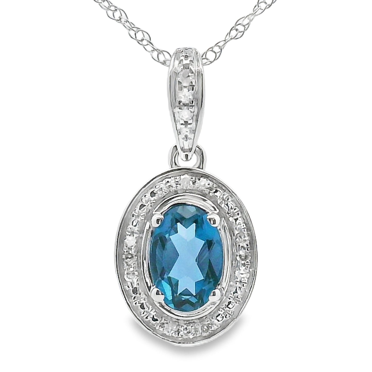 London Blue Topaz Fashion Pendants 10KT White Gold Bids.com