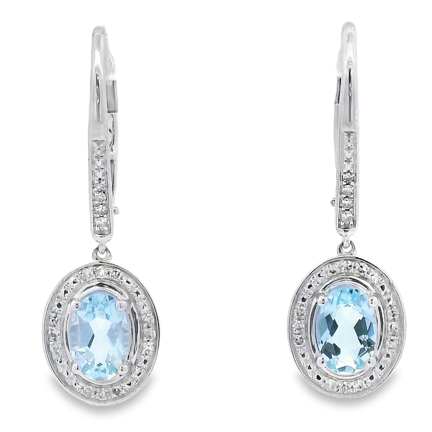 Aquamarine Diamond Dangle Earrings 10KT White Gold Bids.com