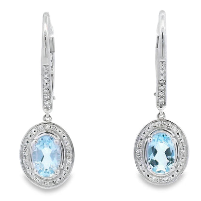 Aquamarine Diamond Dangle Earrings 10KT White Gold Bids.com