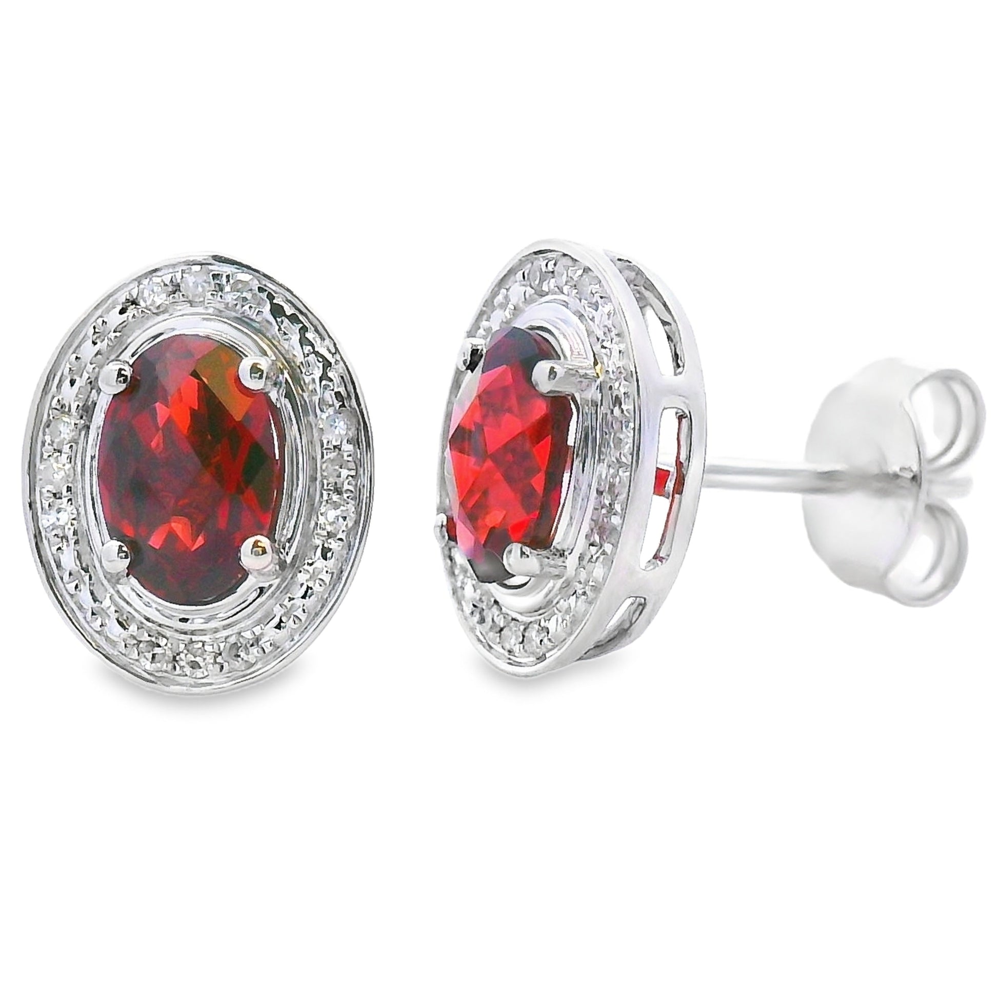Genuine 1.12ct Garnet Diamond Earrings 10KT White Gold Bids.com