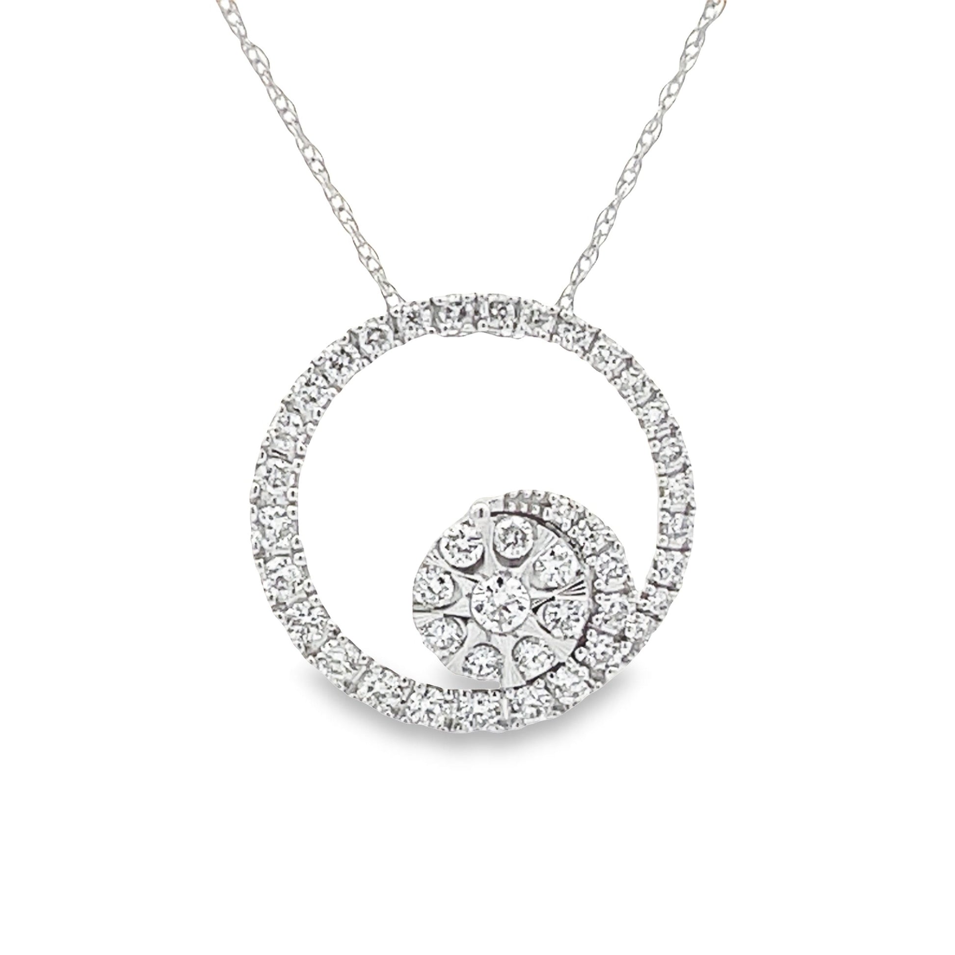.50ct Diamond Circle of Love Pendant 14KT White Gold Bids.com