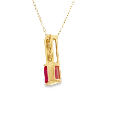Created Ruby Diamond Fashion Pendants 10KT Yellow Gold Bids.com