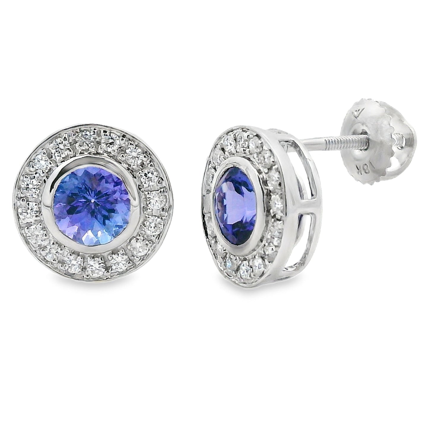 1.75ct Tanzanite Diamond Earrings 18KT White Gold Bids.com