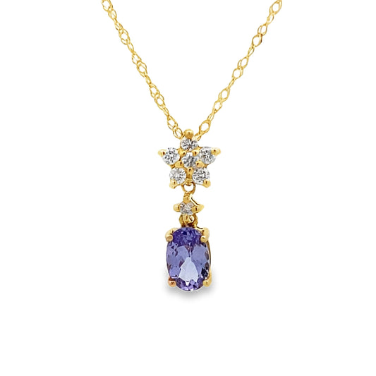 Tanzanite Diamond Fashion Pendants 14KT Yellow Gold Bids.com