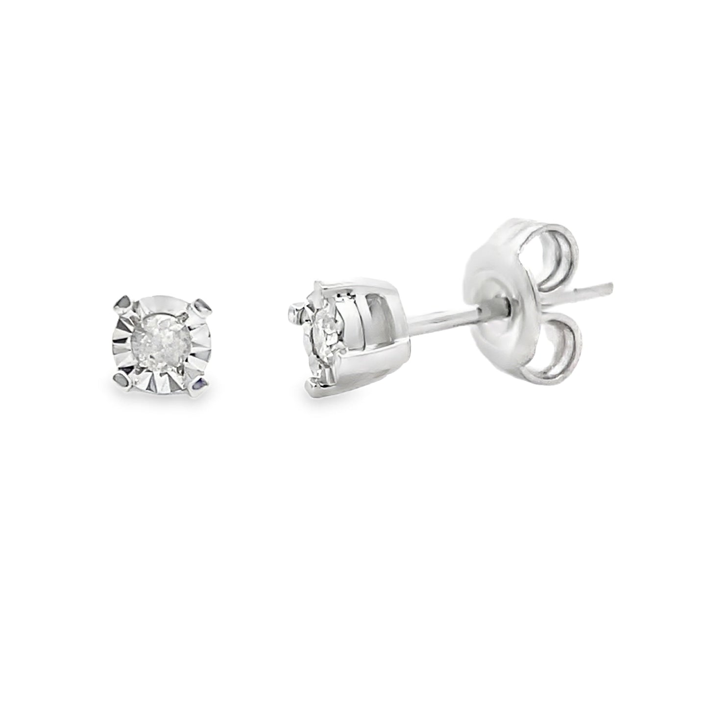 Natural .10ct Diamond Stud Earrings Sterling Silver Bids.com