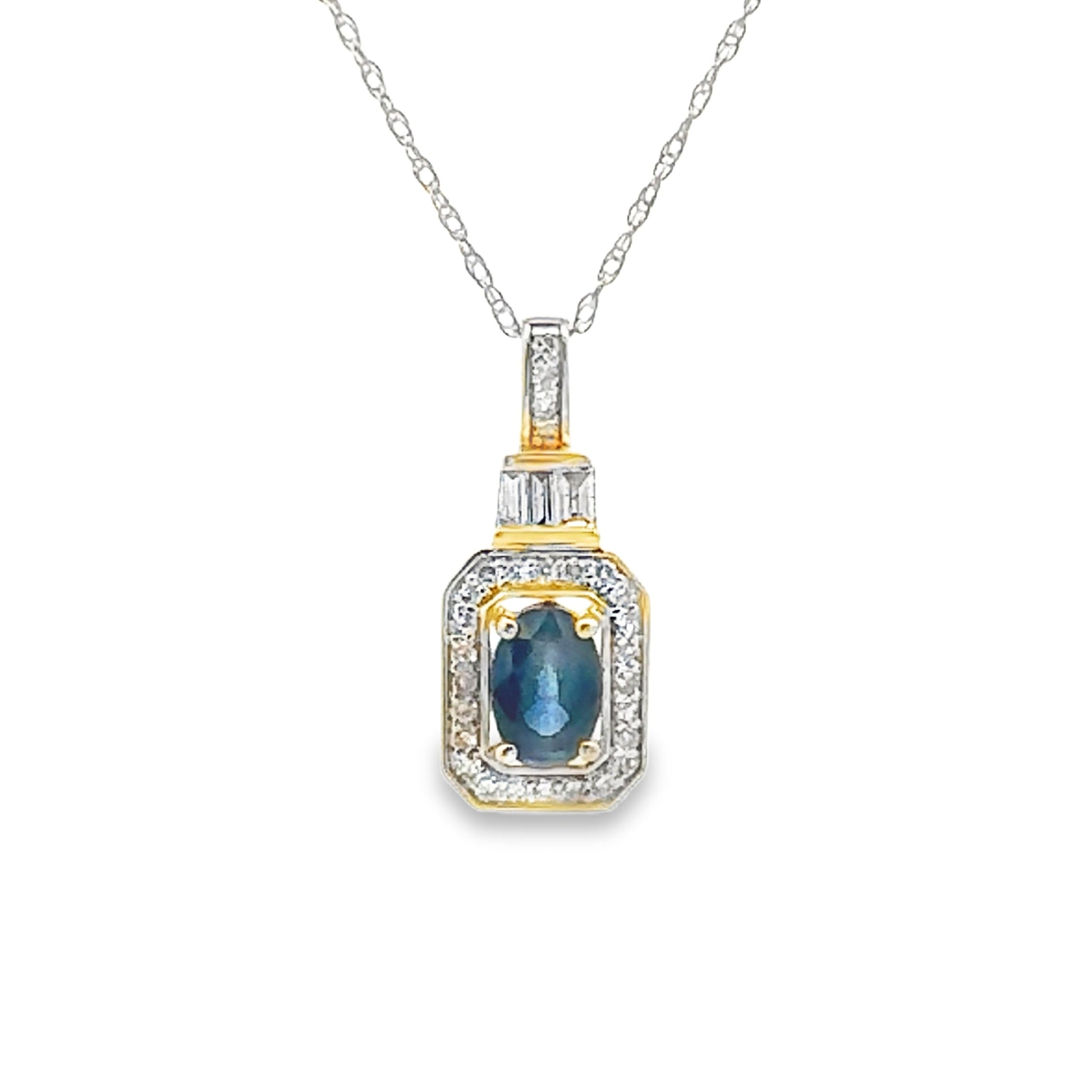 Sapphire Diamond Fashion Pendants 14KT Yellow Gold Bids.com