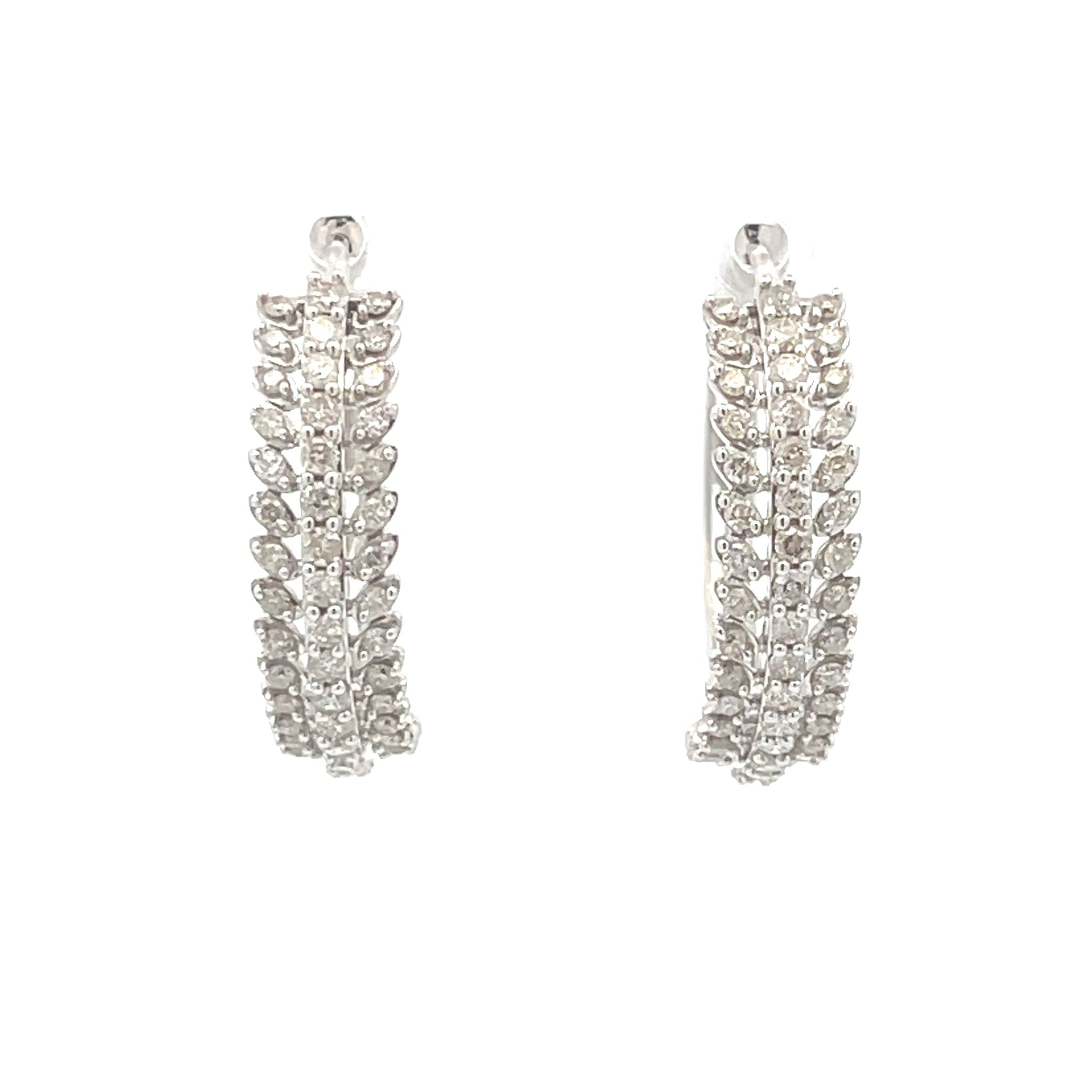 Natural 1.02ct Diamond Hoop Earrings 10KT White Gold Bids.com