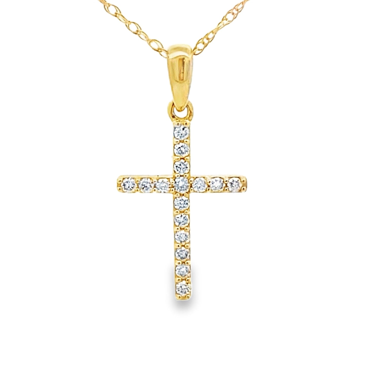 .10ct Diamond Cross Religious Pendant 14KT Yellow Gold Bids.com