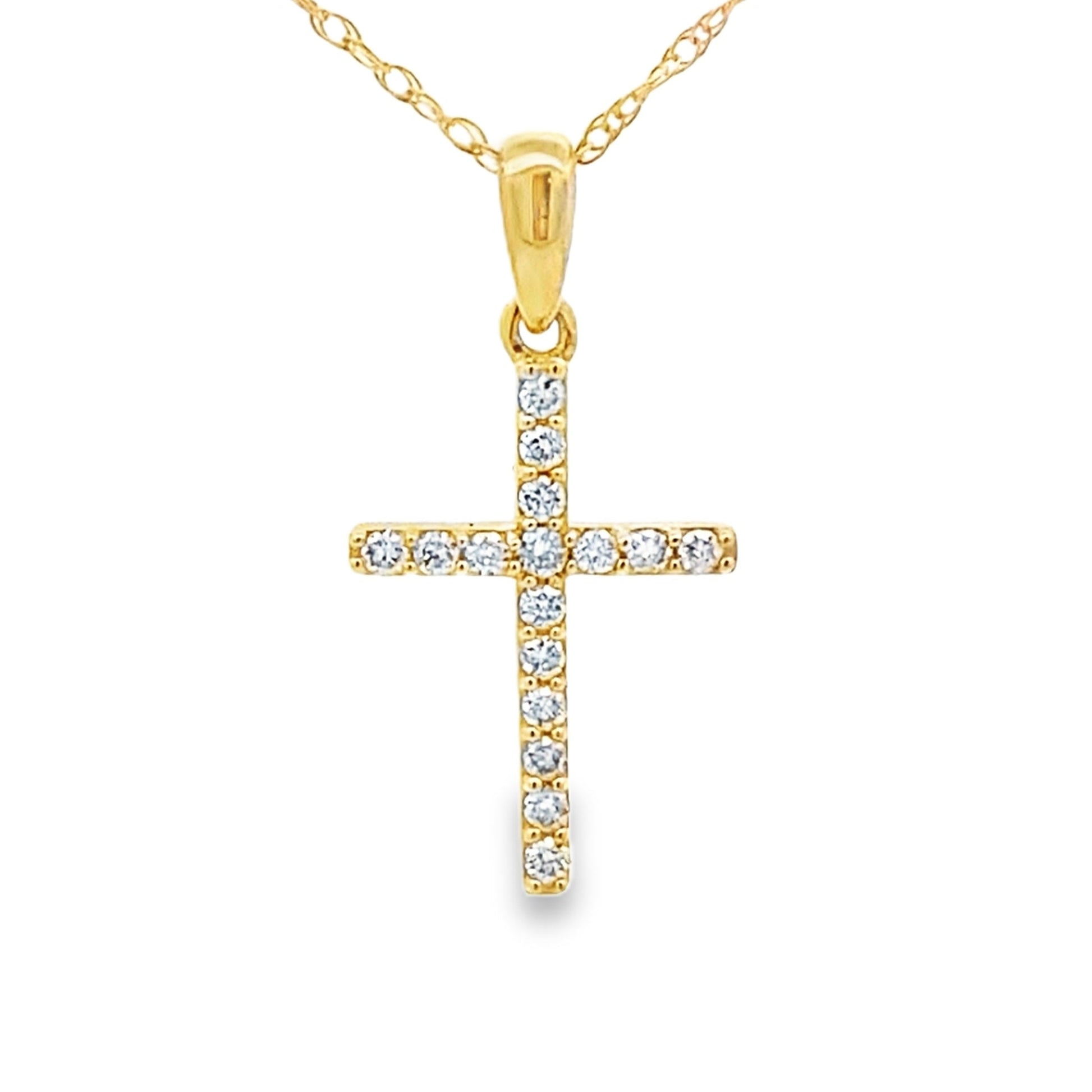 .10ct Diamond Cross Religious Pendant 14KT Yellow Gold Bids.com