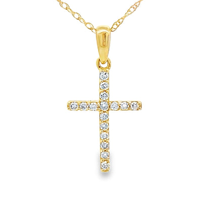 .10ct Diamond Cross Religious Pendant 14KT Yellow Gold Bids.com