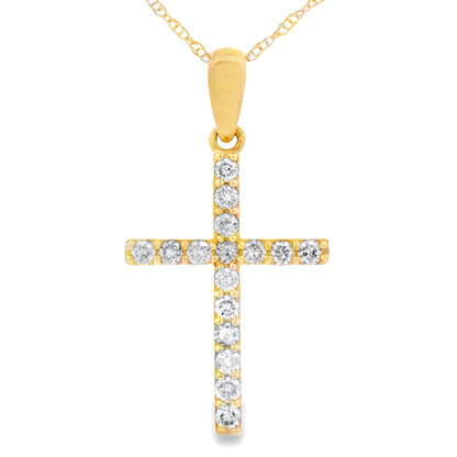 .25ct Diamond Cross Religious Pendant 14KT Yellow Gold Bids.com