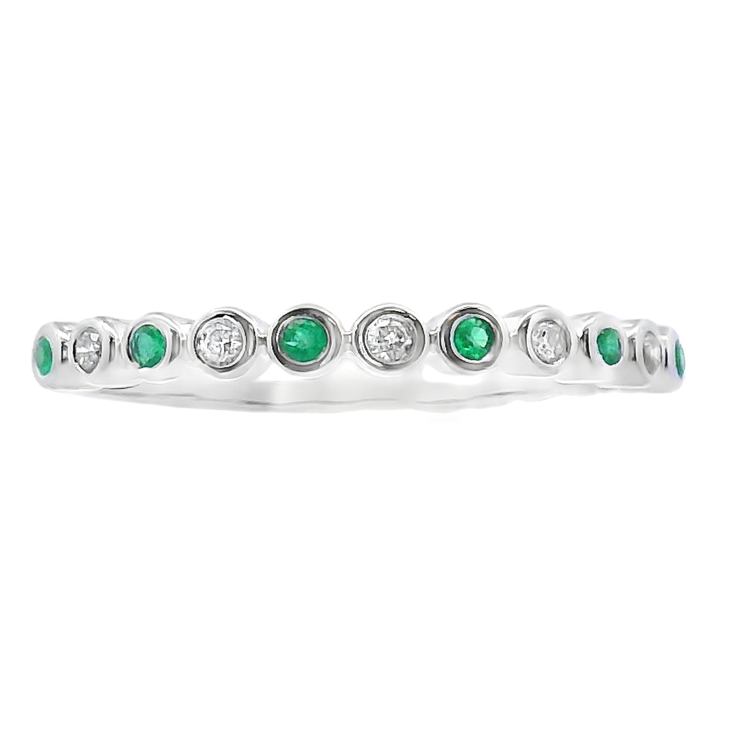 Emerald Diamond stackable band set 14KT White Gold Bids.com