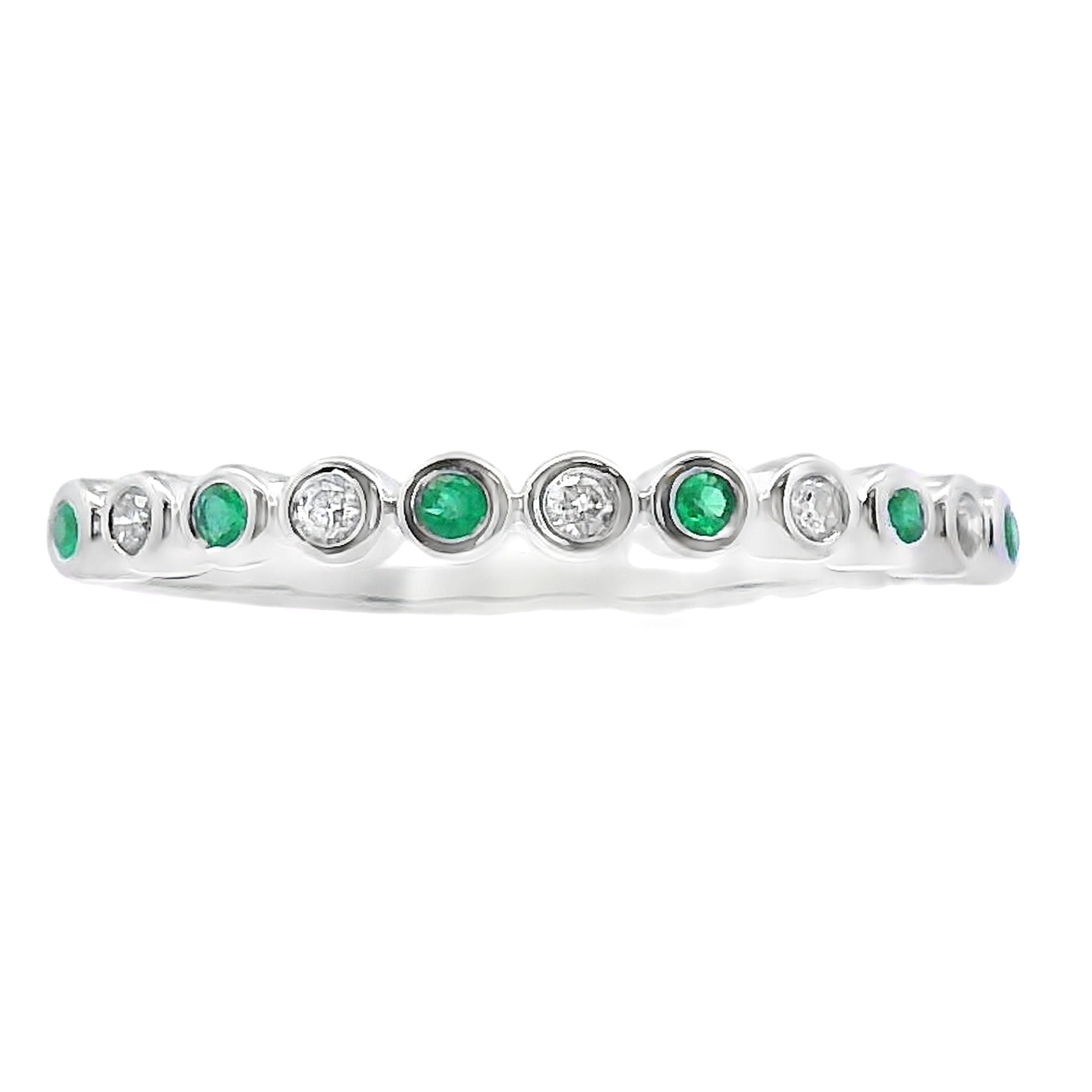 Emerald Diamond stackable band set 14KT White Gold Bids.com