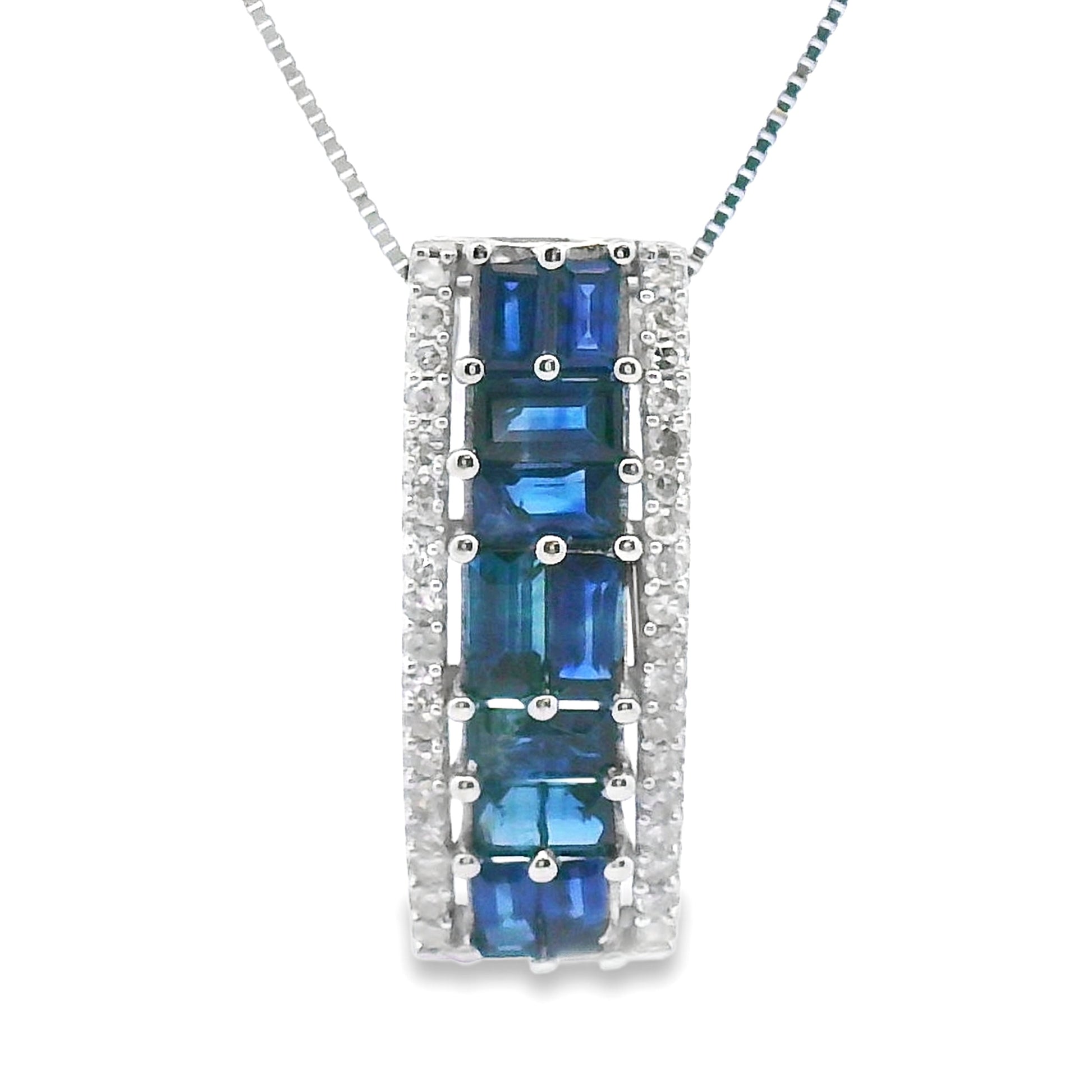 Sapphire Diamond Fashion Pendants 14KT White Gold Bids.com