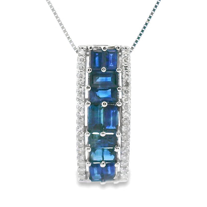 Sapphire Diamond Fashion Pendants 14KT White Gold Bids.com