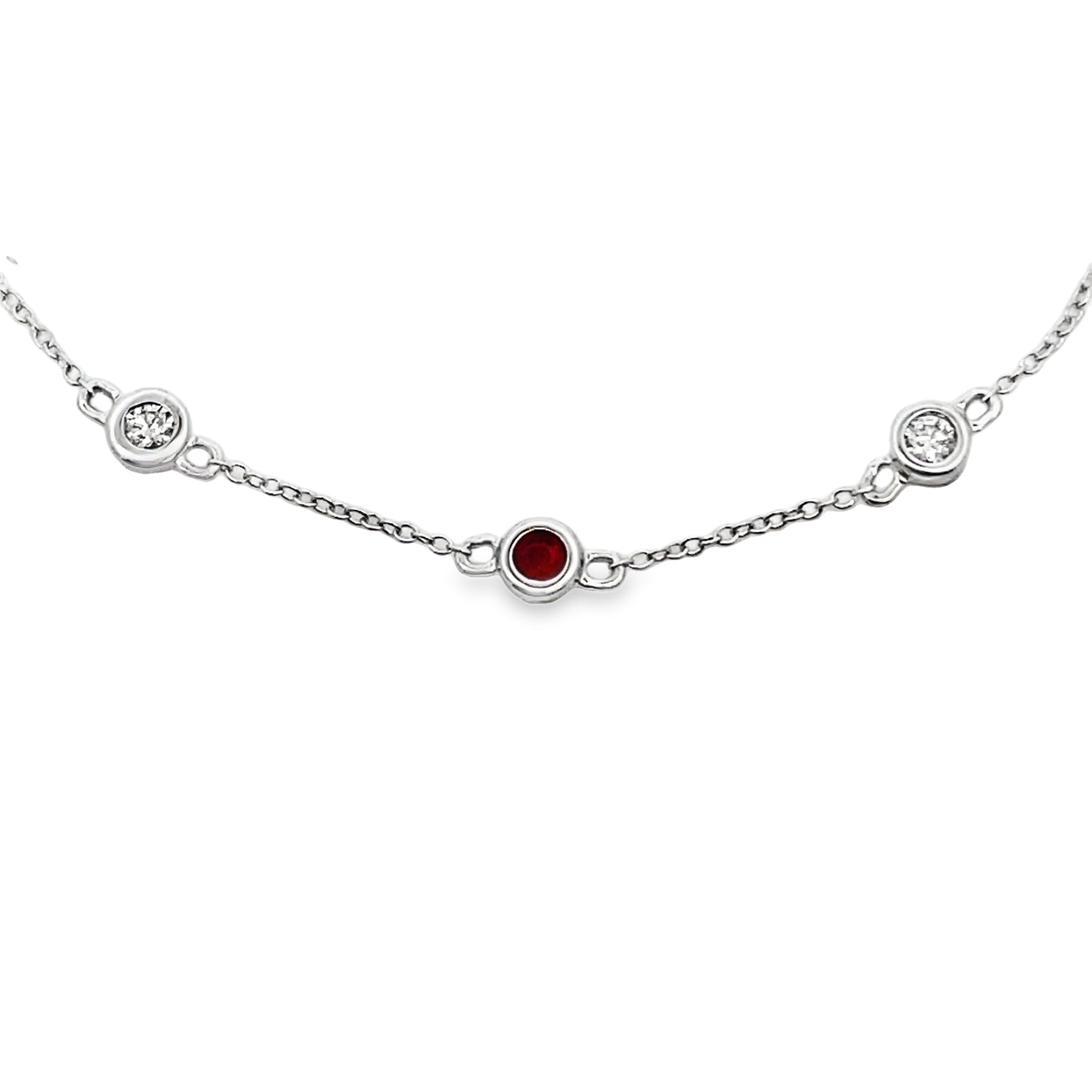 Natural .25ct Ruby Diamond Bracelet 14KT White Gold Bids.com
