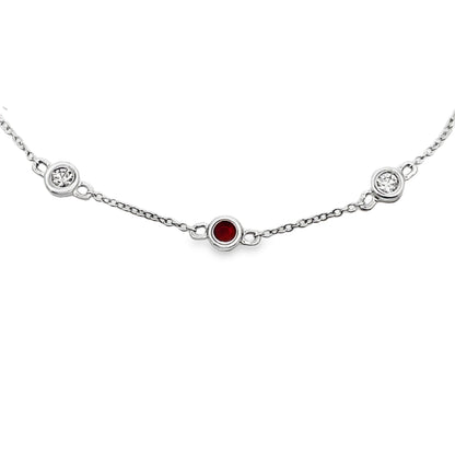 Natural .25ct Ruby Diamond Bracelet 14KT White Gold Bids.com