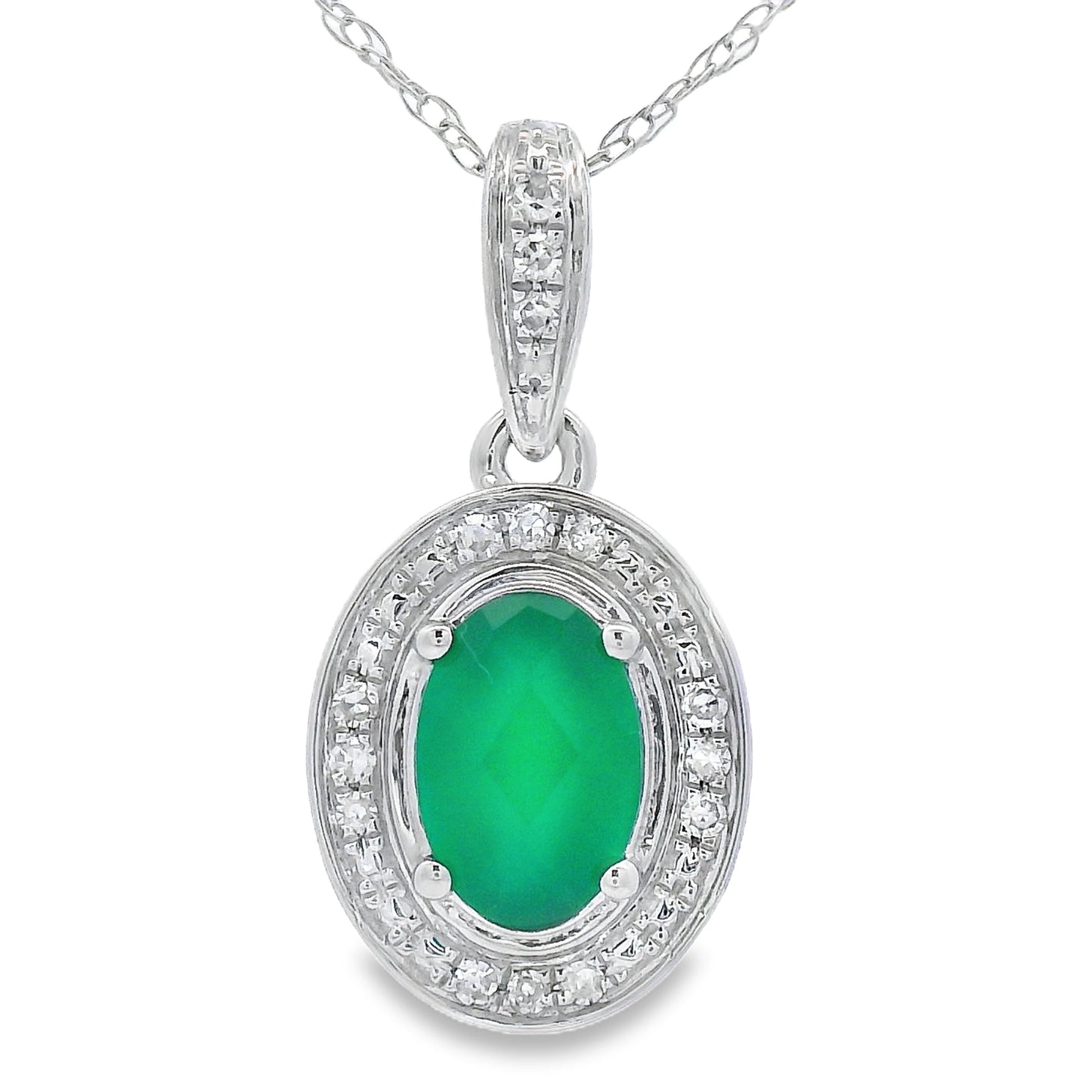 Chalcedony Diamond Fashion Pendants 10KT White Gold Bids.com