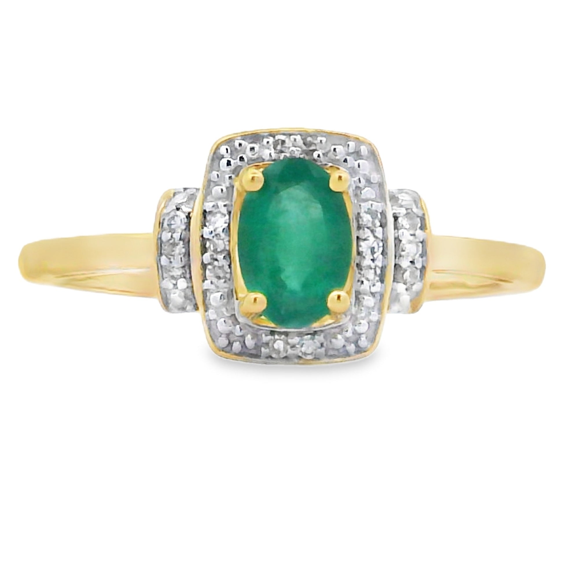 Natural .45ct Emerald Diamond Ring 10KT Yellow Gold Bids.com
