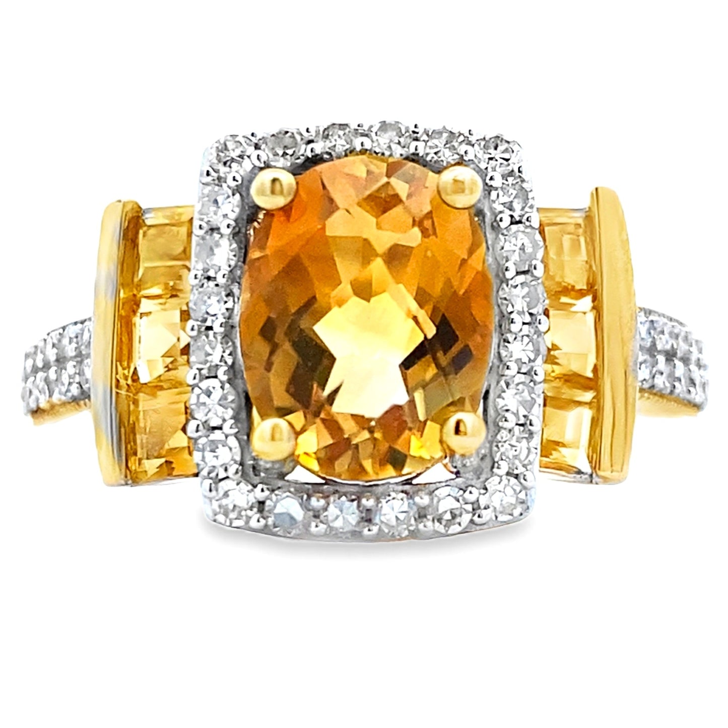 Genuine 2.47ct Citrine Diamond Ring 10KT Yellow Gold Bids.com
