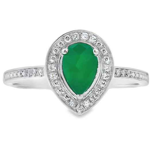 Natural .55ct Chalcedony Diamond Ring 10KT White Gold Bids.com