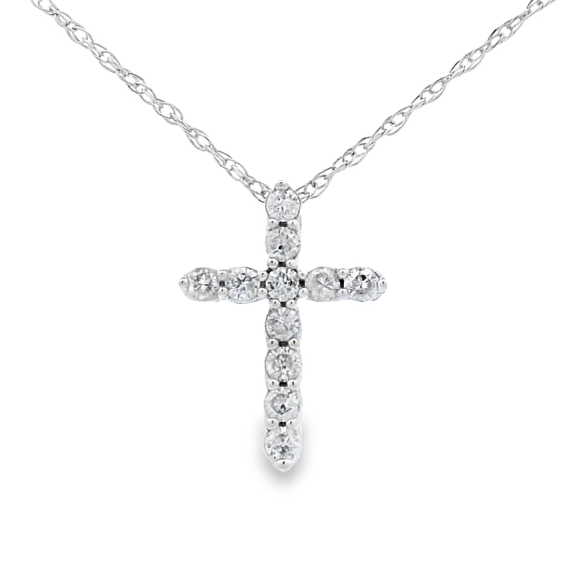 .12ct Diamond Cross Religious Pendant 14KT White Gold Bids.com