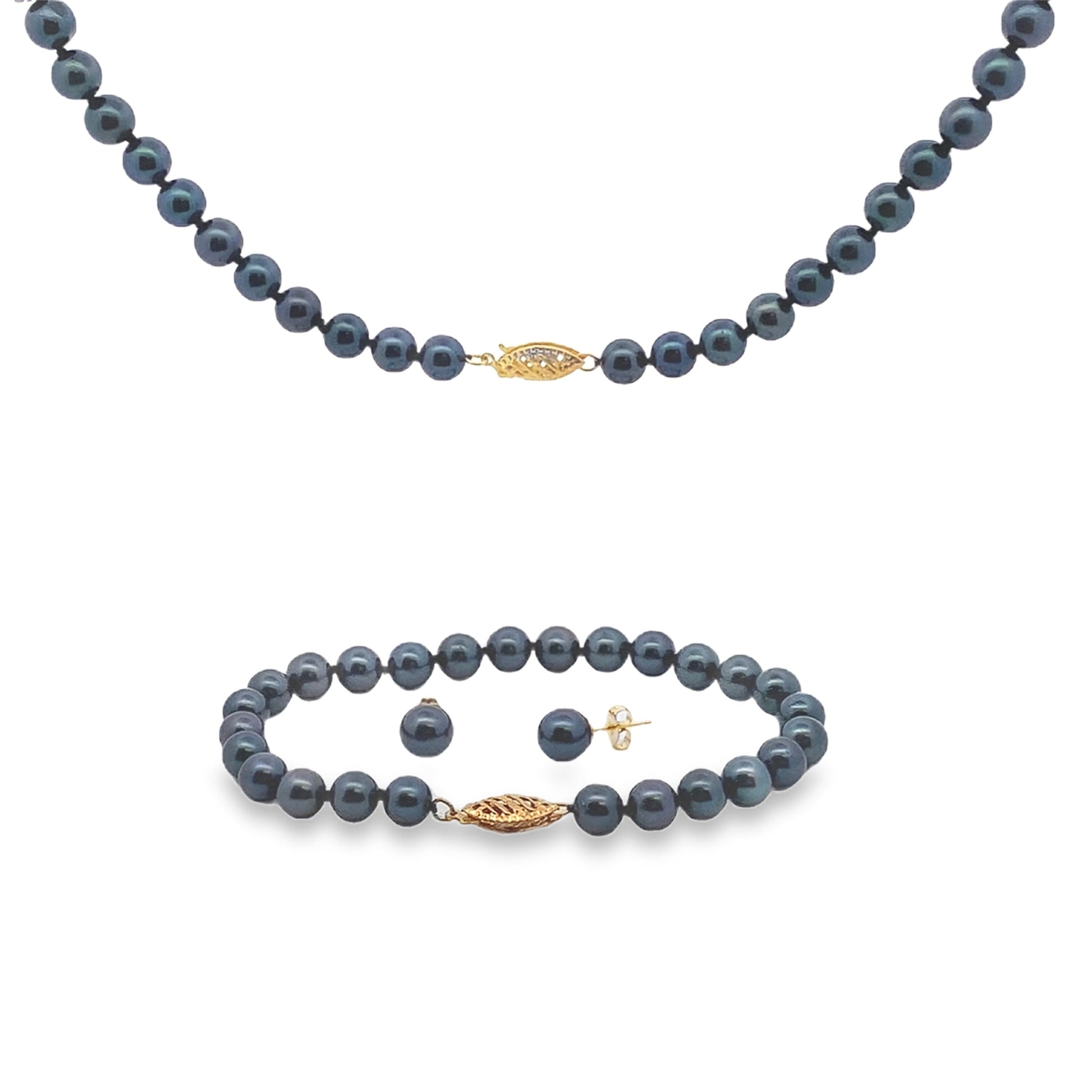 Genuine Akoya Pearl Jewelry sets 14KT Yellow Gold Bids.com