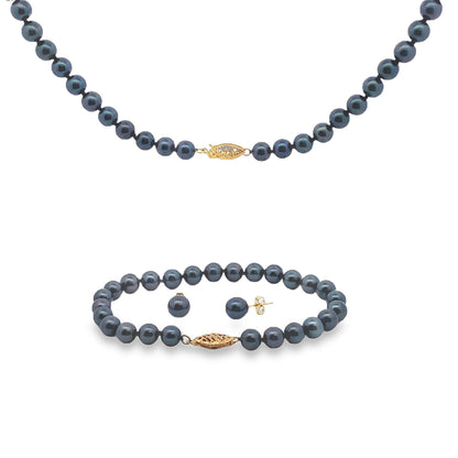 Genuine Akoya Pearl Jewelry sets 14KT Yellow Gold Bids.com