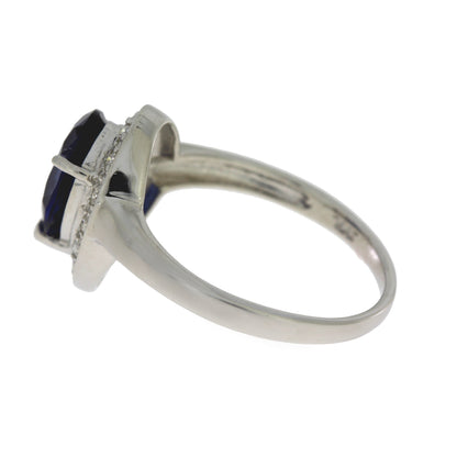 Created Sapphire Moissanite Ring Sterling Silver Bids.com