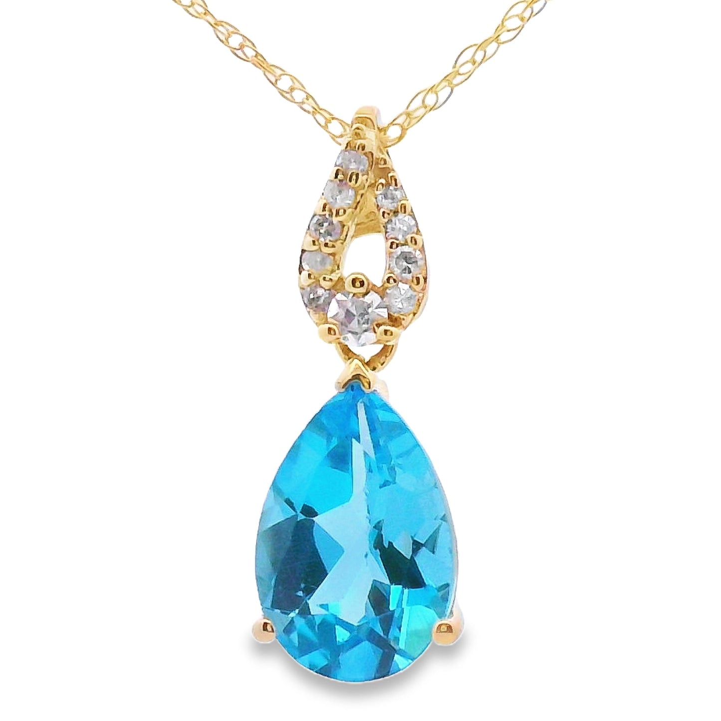 Blue Topaz Diamond Fashion Pendants 10KT Yellow Gold Bids.com