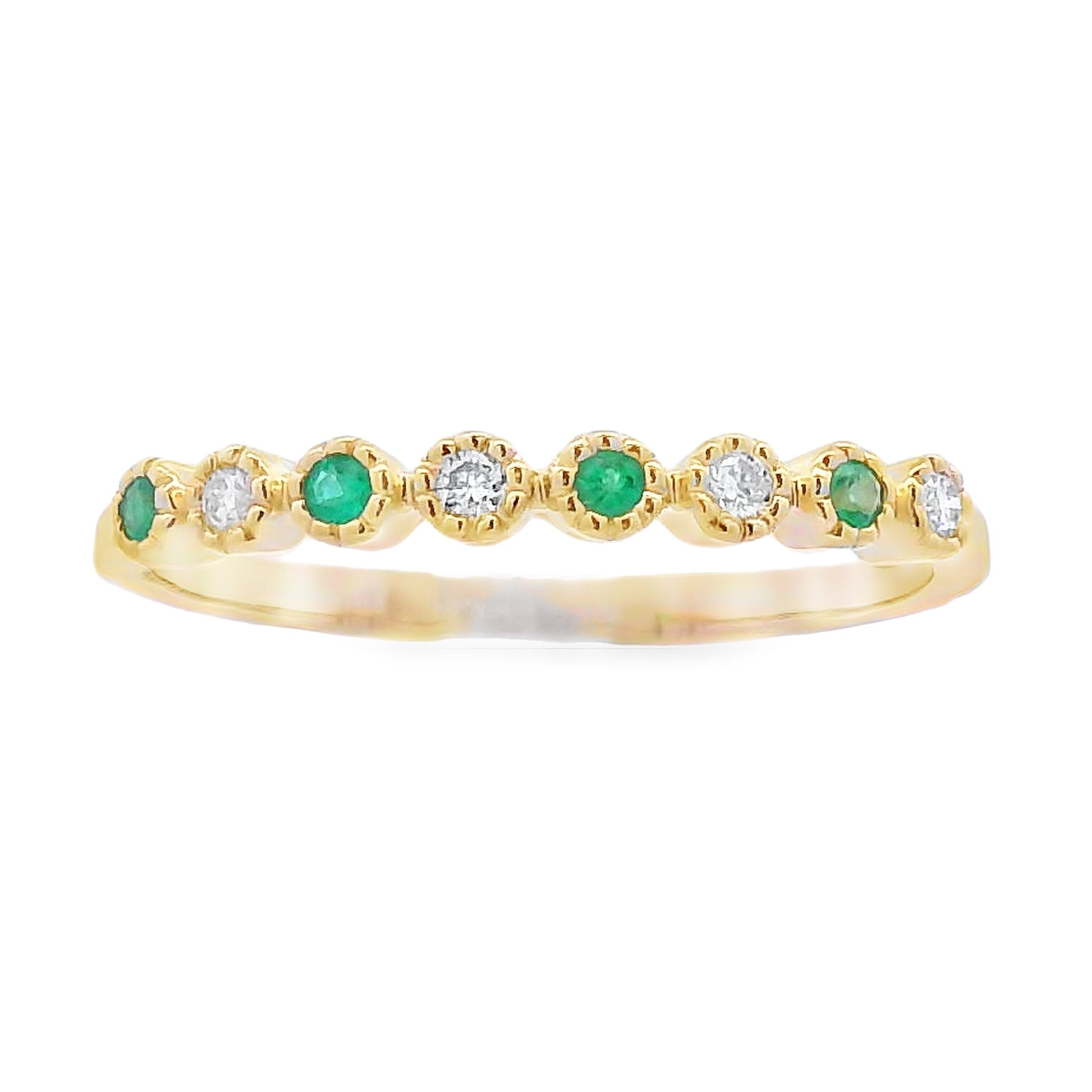 Emerald Diamond stackable band set 14KT Yellow Gold Bids.com
