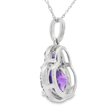 Amethyst Diamond Fashion Pendants 14KT White Gold Bids.com