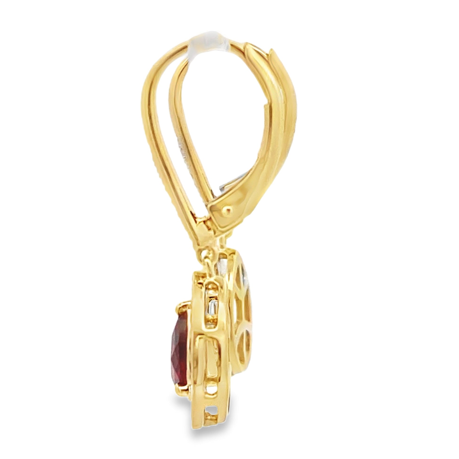 1.05ct Garnet Diamond Dangle Earrings 10KT Yellow Gold Bids.com
