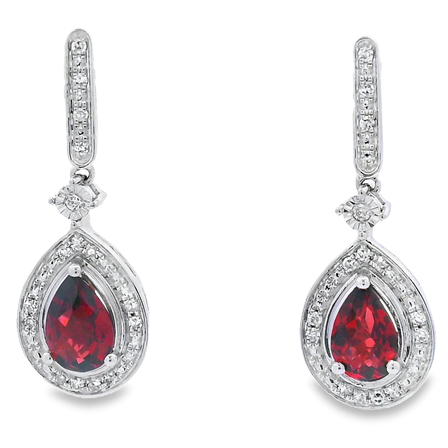 1.06ct Garnet Diamond Dangle Earrings 10KT White Gold Bids.com