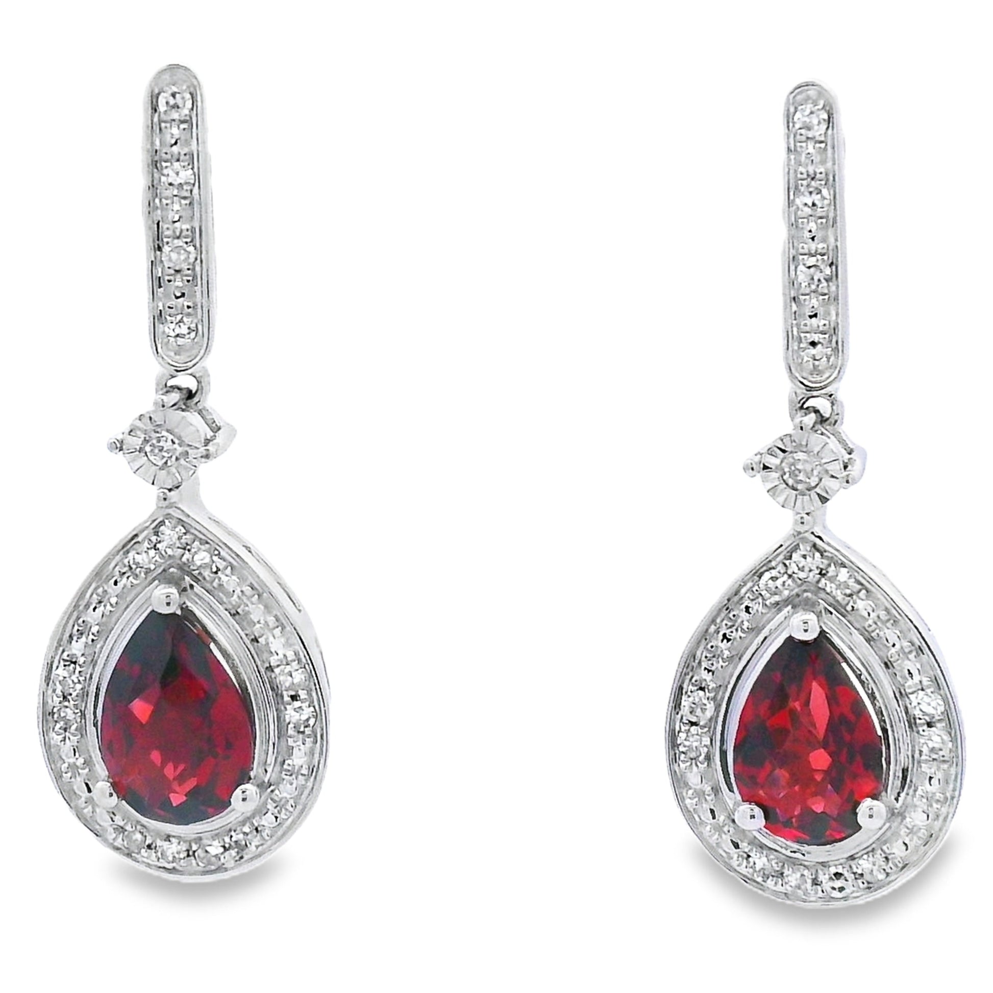 1.06ct Garnet Diamond Dangle Earrings 10KT White Gold Bids.com