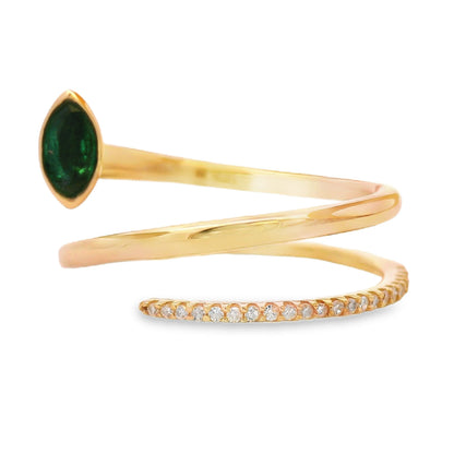 Natural .75ct Emerald Diamond Ring 14KT Yellow Gold Bids.com