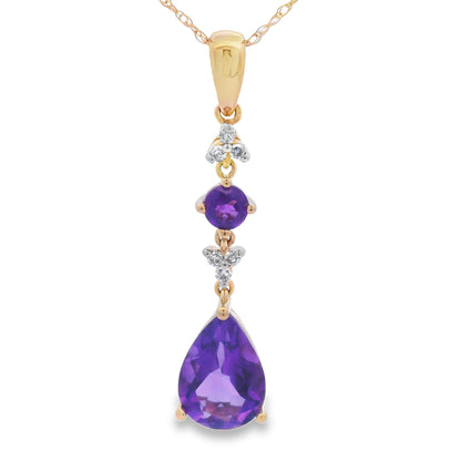Amethyst Diamond Fashion Pendants 10KT Yellow Gold Bids.com