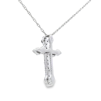 .16ct Diamond Cross Religious Pendant 14KT White Gold Bids.com